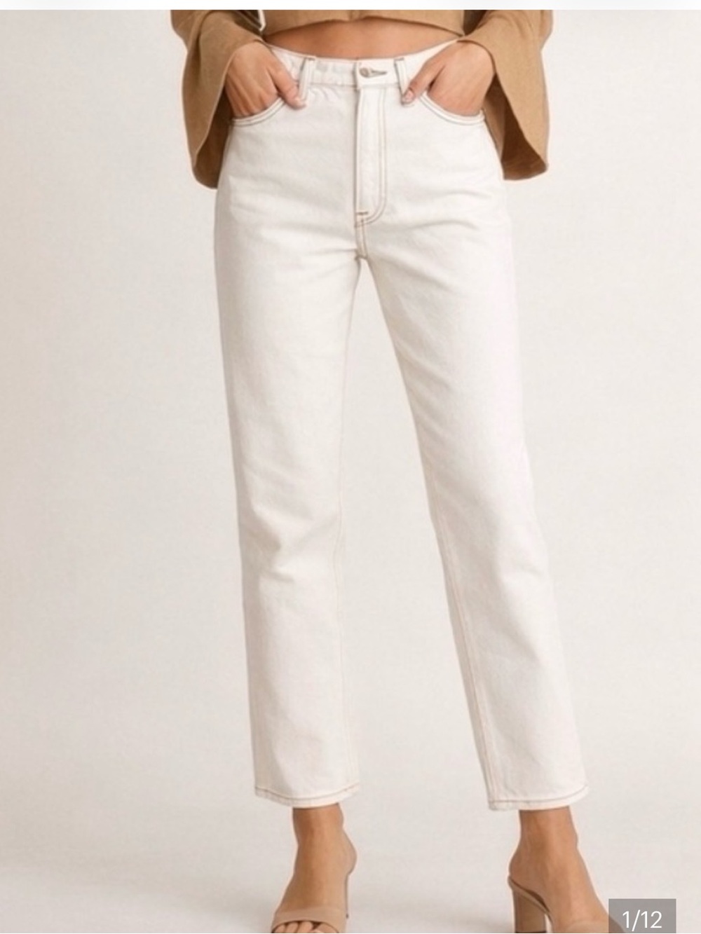 Frame Denim Le Italien Straight-Leg Jeans in Ivory/Cream | 25